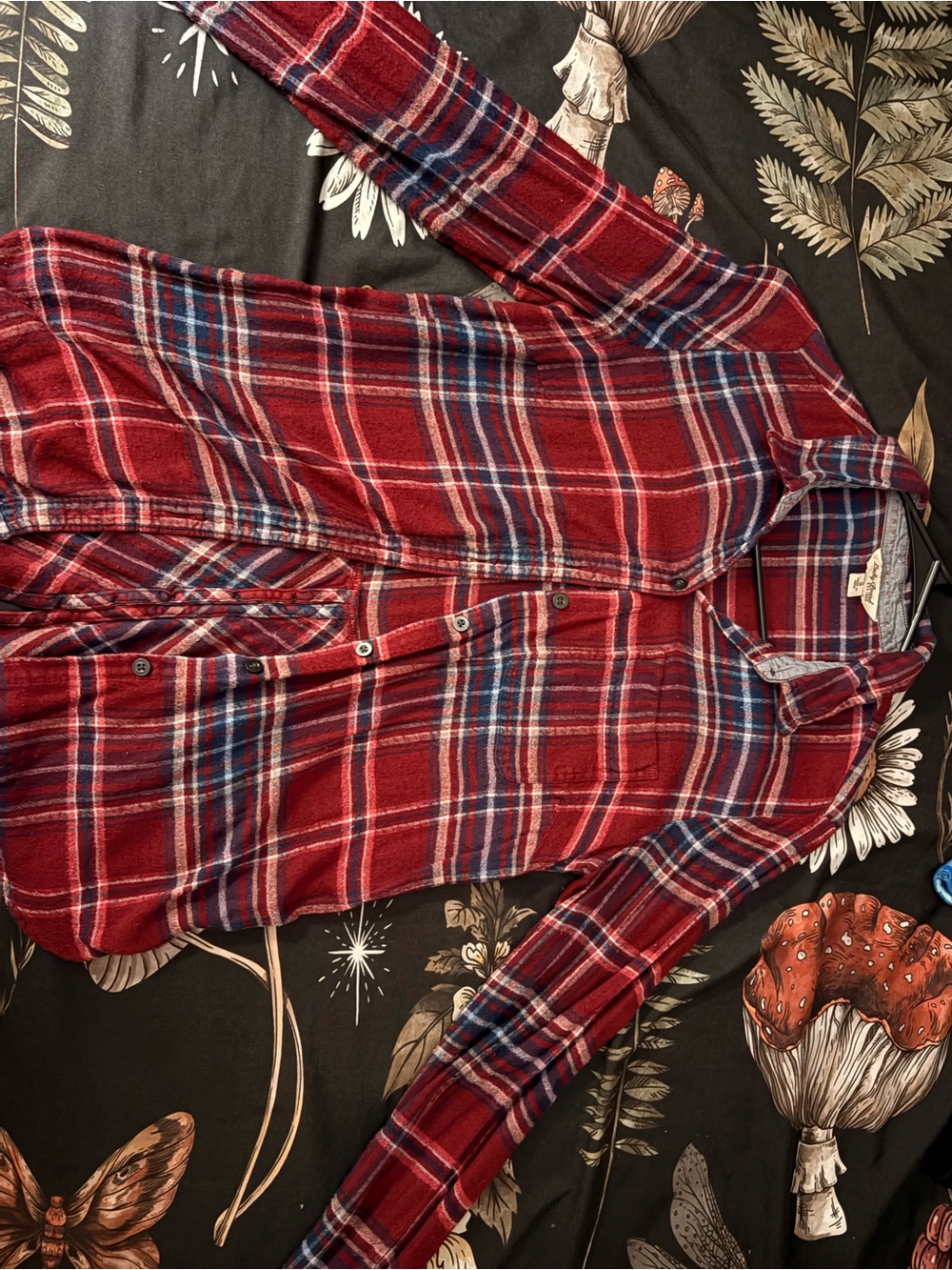 Lucky Brand Red and Blue Plaid Button-Down Shirt